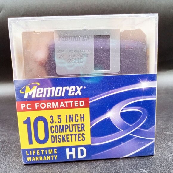 Memorex PC Formatted 3.5 Inch Computer Diskettes 10-Pack HD IBM 2SHD Vintage - Picture 3 of 16